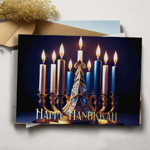 Gold Menorah Happy Hanukkah Foil Holiday Card