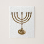 gold menorah jigsaw puzzle<br><div class="desc">Menora, channukah,  gold metallic,  hannukah,  hebrew,  holidays,  jew,  jewish,  judaism,  menorah, chanukah, hannuka, channuka, christmukah, christmukkah, judaica rabbi</div>
