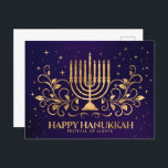 Gold Menorah Swirl Ornament Happy Hanukkah Postcard<br><div class="desc">Gold Menorah Swirl Ornament Happy Hanukkah</div>