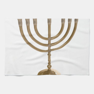 gold menorah tea towel
