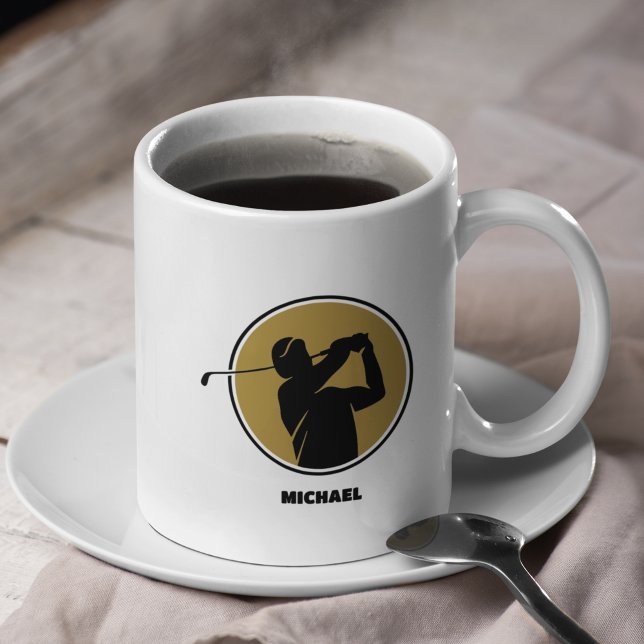 Gold Mens Golf Silhouette Coffee Mug (Creator Uploaded)