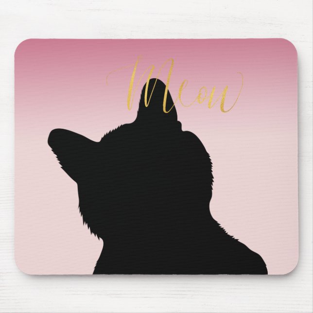 Gold Meow Kitty blush pink ombre Mouse Mat (Front)