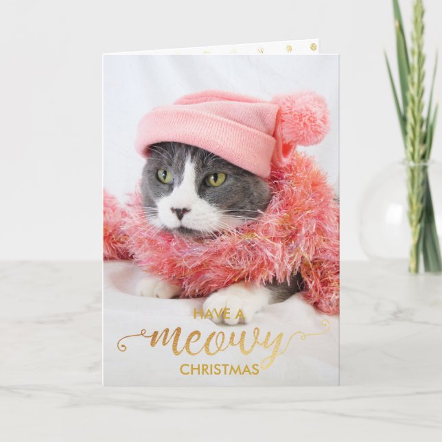 Gold MEOWY Personal Cat Photo Pet Holiday (Front)
