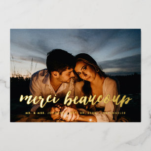 Gold Merci Beaucoup Thank You Photo Card