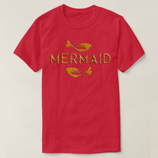 Gold Mermaid and Accessories T-Shirt (Design Front)