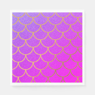 Gold Mermaid Scales Pink Purple Glitter Napkin