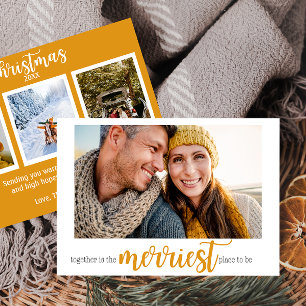 Gold Merriest Place to Be Christmas Photo Card