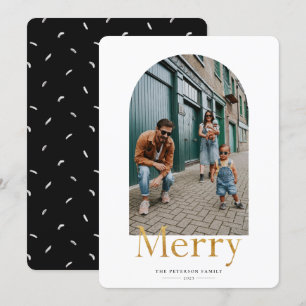 Gold Merry Arch Frame Photo Holiday Card