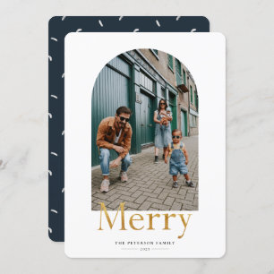 Gold Merry Arch Frame Photo Holiday Card