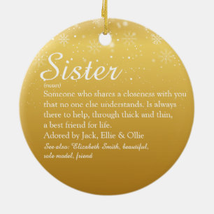 Gold Merry Christmas Best Ever Sister Definition Ceramic Tree Decoration
