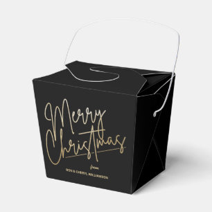 Gold Merry Christmas Black Favour Box