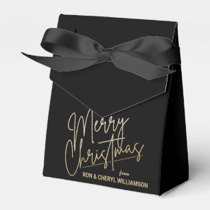 Gold Merry Christmas Black Favour Box
