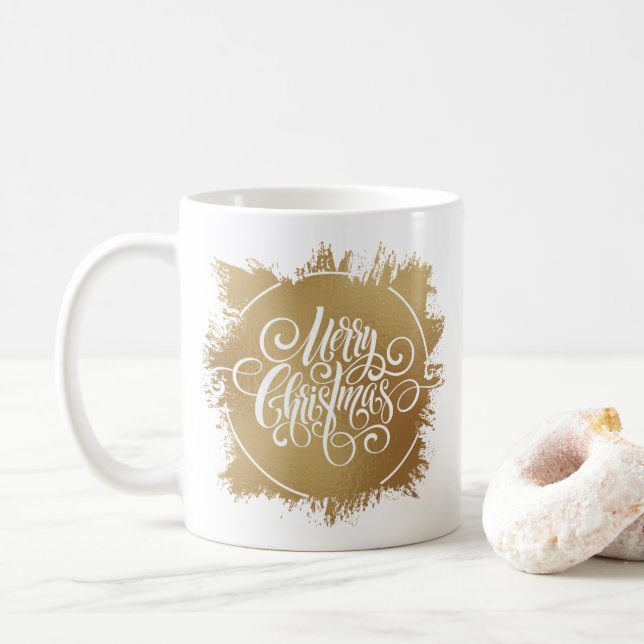 Gold Merry Christmas Coffee Mug (With Donut)