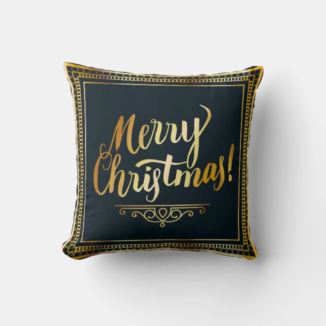 Gold Merry Christmas Cushion (Front)