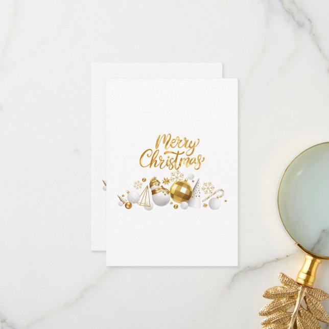 gold merry christmas gift for friends and family thank you card (Front/Back In Situ)