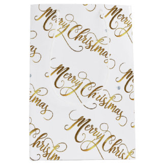 Gold Merry Christmas  Medium Gift Bag
