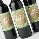 Gold Merry Christmas on Green Wine Label<br><div class="desc">Merry Christmas in chic white lettering on a splash of faux gold foil,  these wine bottle labels feature a background of modern gold squiggles over green brush strokes. Personalised with your name. MATCHING paper plates,  napkins and MORE designs in our store.</div>