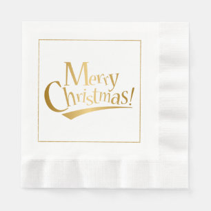 Gold Merry Christmas Paper Napkins