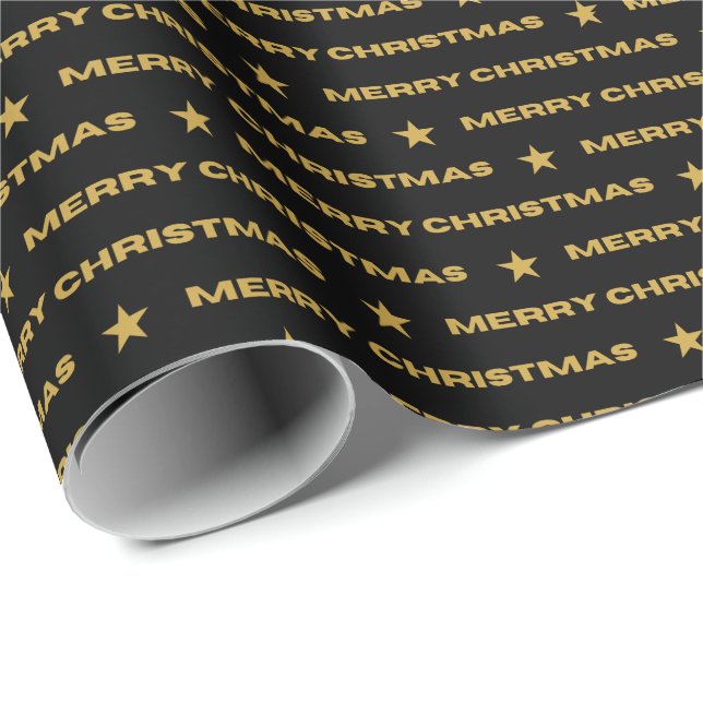 Gold Merry Christmas pattern  Wrapping Paper (Roll Corner)