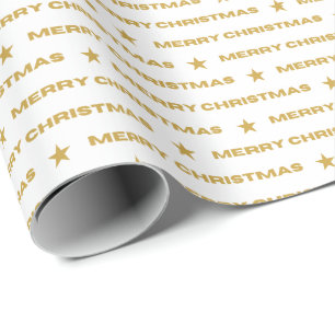 Gold Merry Christmas pattern  Wrapping Paper