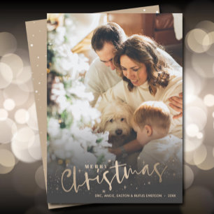 Gold Merry Christmas Photo Holiday Card