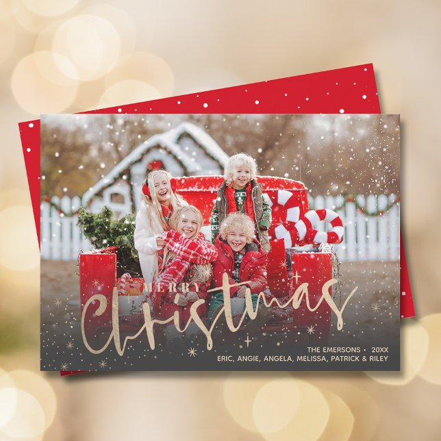 Gold Merry Christmas Photo Holiday Card (Creator Uploaded)