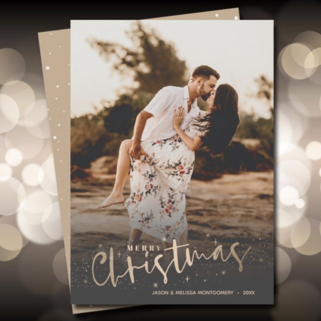 Gold Merry Christmas Photo Holiday Card (Creator Uploaded)