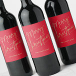 Gold Merry Christmas Red Wine Label<br><div class="desc">Merry Christmas in a faux gold foil script and your names in chic lettering,  these red wine bottle labels are stylish for Christmas gifts or to label wine served at your holiday occasion.</div>