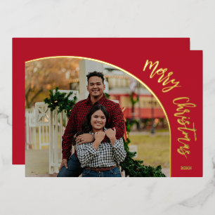 Gold Merry Christmas Script Foil Holiday Card