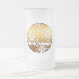 Gold Merry Christmas Snowflakes Frosted G Mug