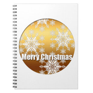 Gold Merry Christmas Snowflakes - Notebook
