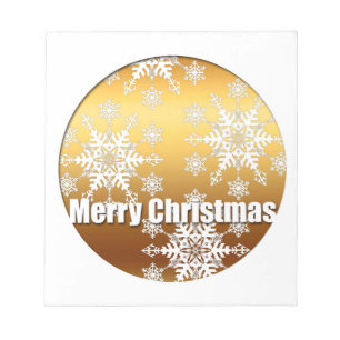 Gold Merry Christmas Snowflakes - Notepad