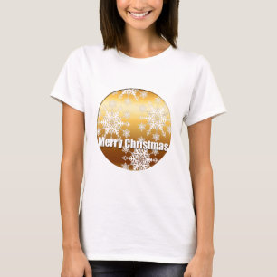 Gold Merry Christmas Snowflakes - T-Shirt