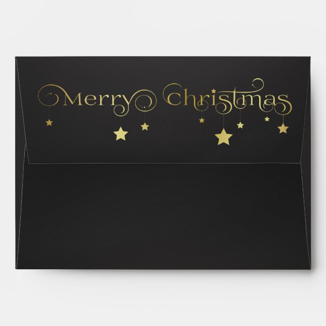 Gold Merry Christmas Stars Envelopes (Back (Top Flap))