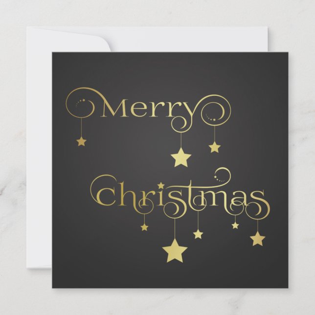 Gold Merry Christmas Stars Invitation (Front)