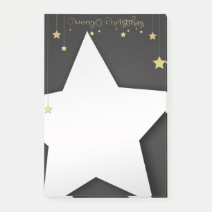 Gold Merry Christmas Stars Post-it Notes
