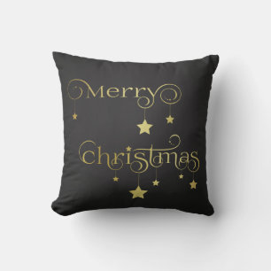 Gold Merry Christmas Stars - Square Pillow