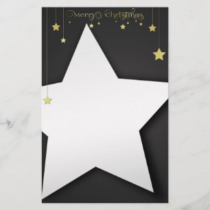 Gold Merry Christmas Stars Stationery