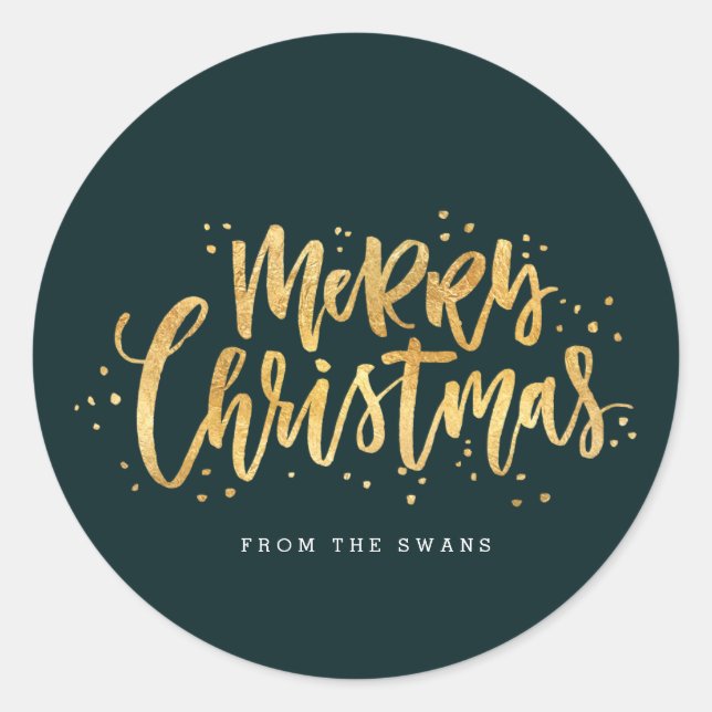 Gold Merry Christmas Sticker (Front)