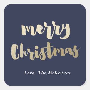 Gold Merry Christmas sticker faux foil