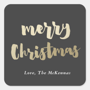 Gold Merry Christmas sticker faux foil