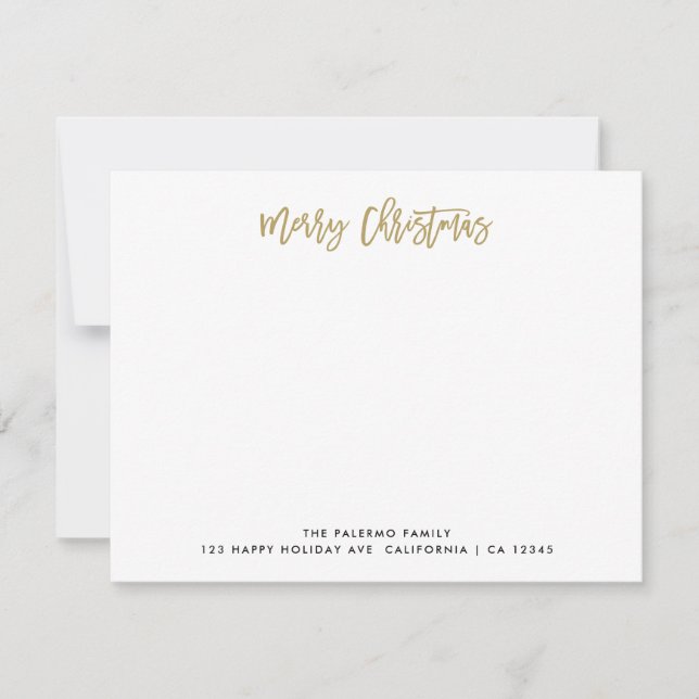 Gold Merry Christmas Typography  Classic Family Card (Front)