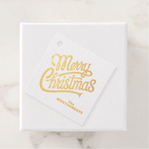 Gold Merry Christmas Typography Favour Tags