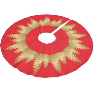 Gold Merry Christmas Xmas tree snow Pattern Brushed Polyester Tree Skirt