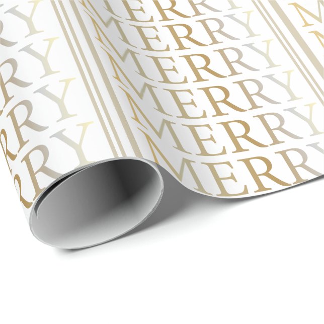 Gold Merry Holiday Christmas Wrapping Paper (Roll Corner)