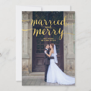 GOLD MERRY & MARRIED HOLIDAY PHOTO CARD
