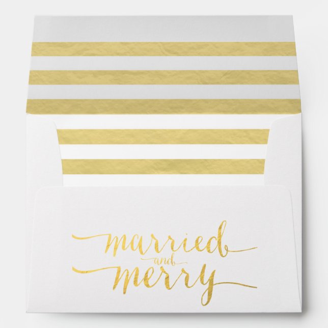 Gold Merry & Married | Holiday Printed Envelope (Back (Bottom))
