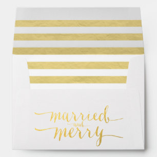 Gold Merry & Married   Holiday Printed Envelope