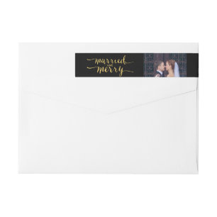 Gold Merry & Married   Holiday Wraparound Label
