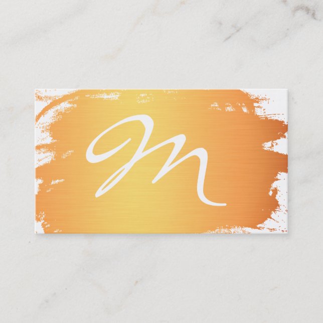 Gold Metal Brushed Monogram  Business Card (Front)